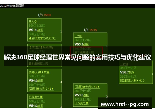 解决360足球经理世界常见问题的实用技巧与优化建议